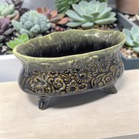 Vintage Hull B32 Green Ceramic Planter