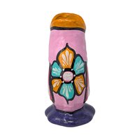 Vintage Mexican Pottery Hand Painted Fish Vase