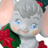 Vintage Ceramic Christmas Mouse Figurine