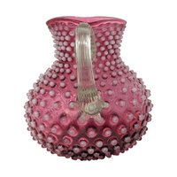 Cranberry Hobnail Glass Pitcher