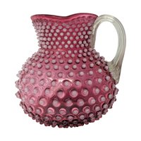 Cranberry Hobnail Glass Pitcher