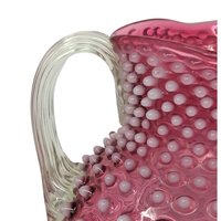 Cranberry Hobnail Glass Pitcher