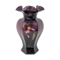 Fenton Mulberry Hand Painted Vase – Vintage Floral Art Glass Decorative Piece
