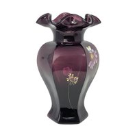 Fenton Mulberry Hand Painted Vase – Vintage Floral Art Glass Decorative Piece