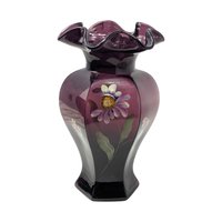 Fenton Mulberry Hand Painted Vase – Vintage Floral Art Glass Decorative Piece
