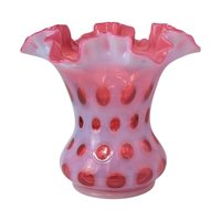 Fenton Cranberry Coin Dot Vase