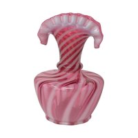Fenton Pink Swirl Opalescent Vase – Vintage Ribbed Art Glass Floral Decor