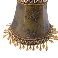 Vintage Beaded Fringe Bronze Tone Clip On Lampshade – Victorian Style Lighting Accent