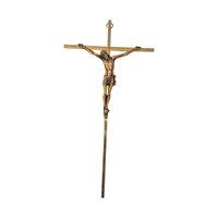 Vintage 10-Inch Gold Tone Metal Wall Crucifix INRI
