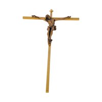 Vintage 10-Inch Gold Tone Metal Wall Crucifix INRI