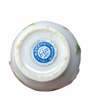 Vintage I. W. Hand Painted Bone China Perfume Bottle Embossed Pink Rose