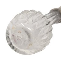 Antique Ribbed Glass Perfume Bottle with Floral Silver Tone Cap