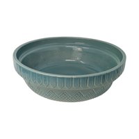 1990s Coche Stoneware Bowl Portugal – Teal Embossed Serving Dish