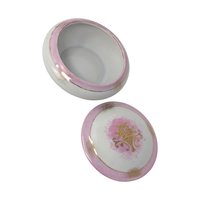 1950s Pink Porcelain Trinket Box Round – Mid-century Shabby Chic Vanity Decor Gift
