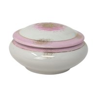 1950s Pink Porcelain Trinket Box Round – Mid-century Shabby Chic Vanity Decor Gift