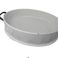 Vintage White Enamel Roaster Pan and Cups