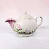 Vintage Morning Glory Teapot & Victorian Style Paper Fan