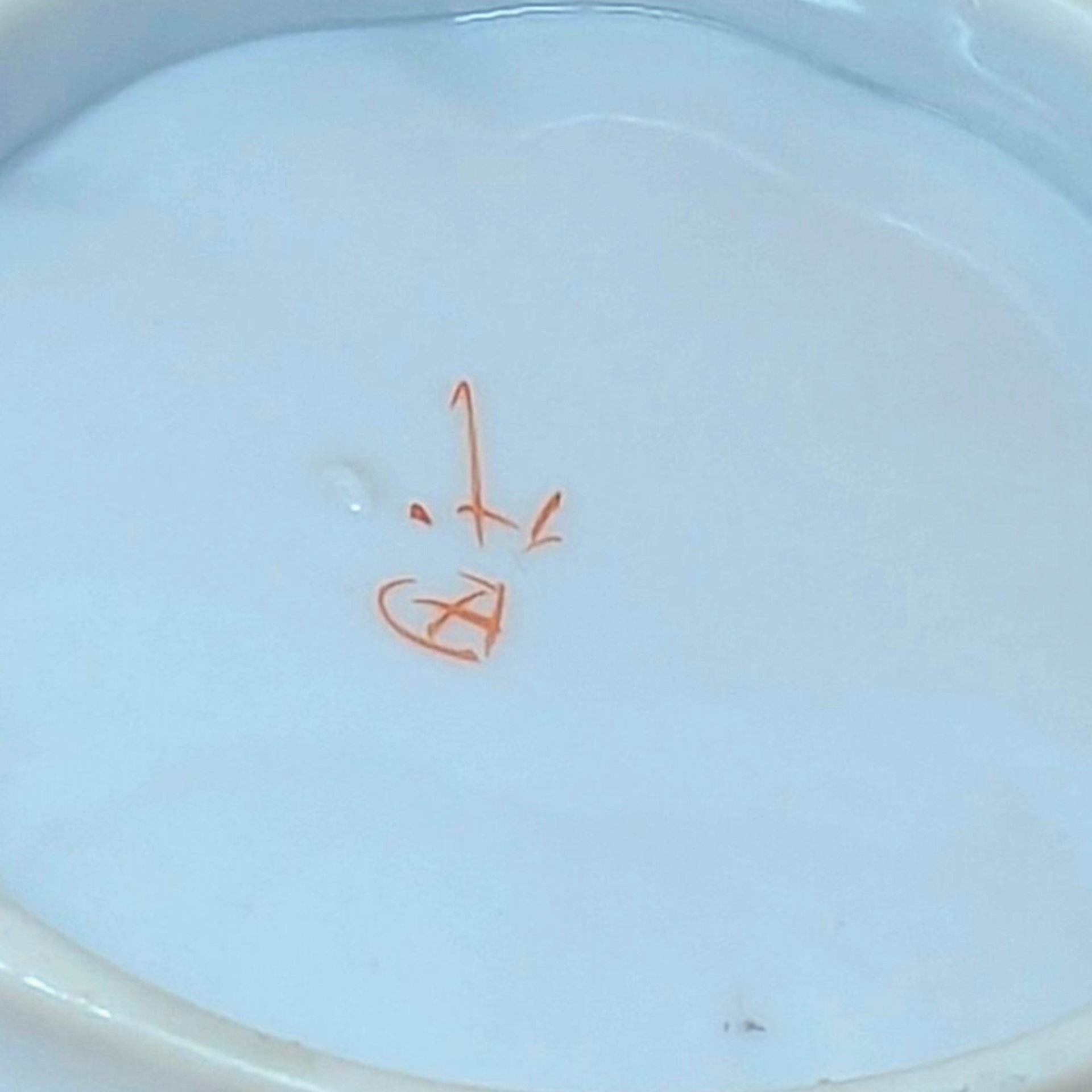 1940s Hand-Painted Porcelain Scalloped Bowl