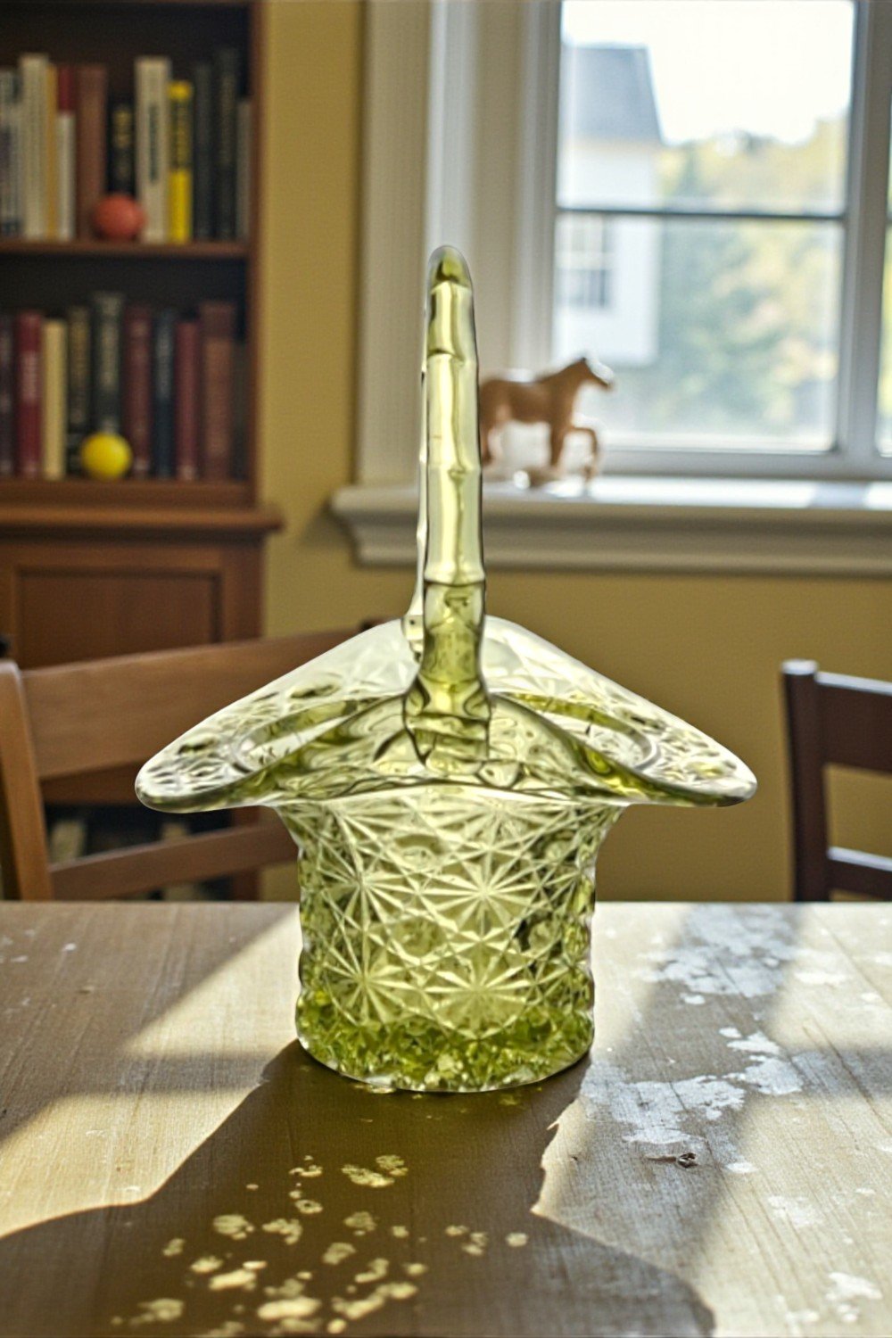 Fenton Colonial Green Daisy and Button Top Hat