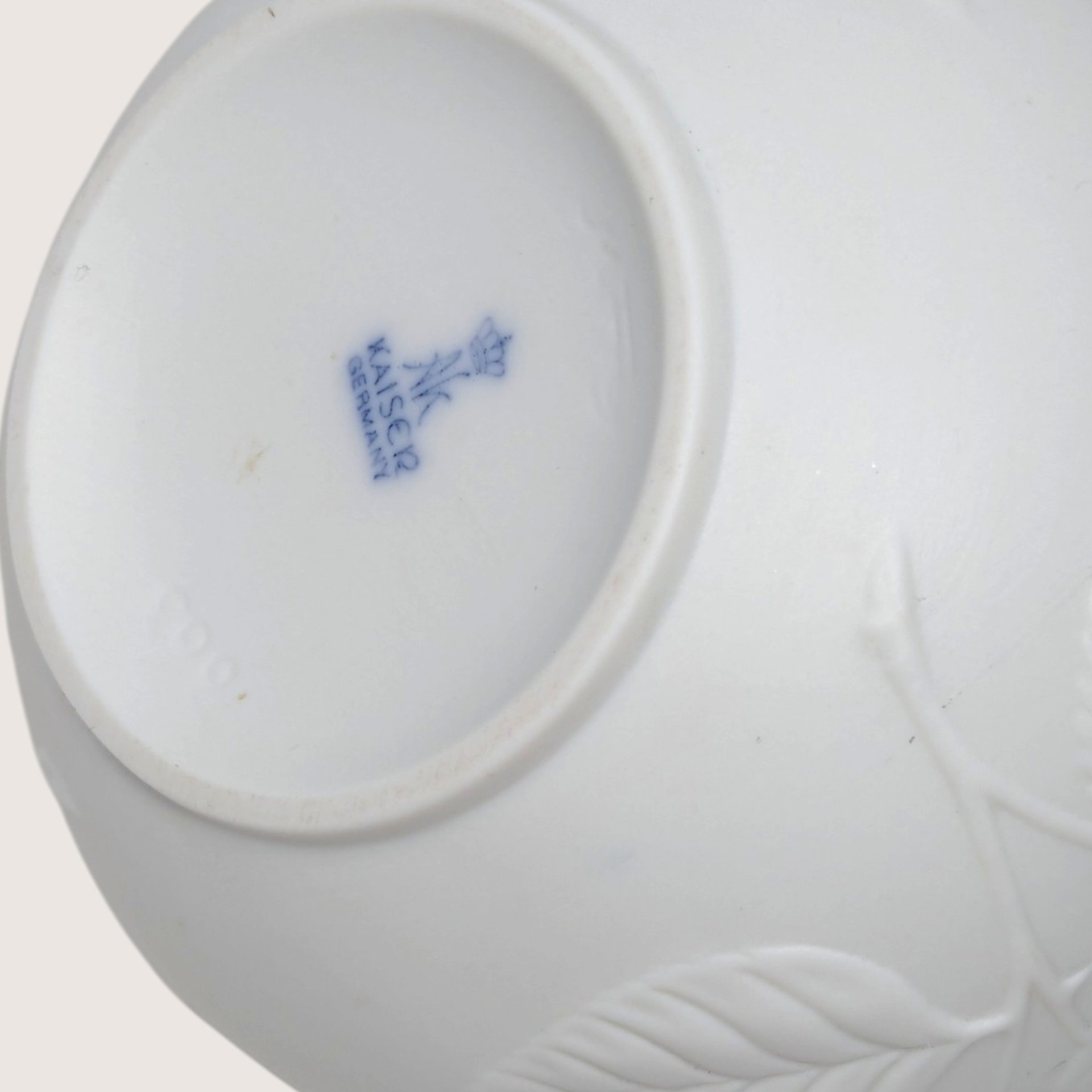 1980s Kaiser Embossed Rose Floral White Porcelain Bisque Vase