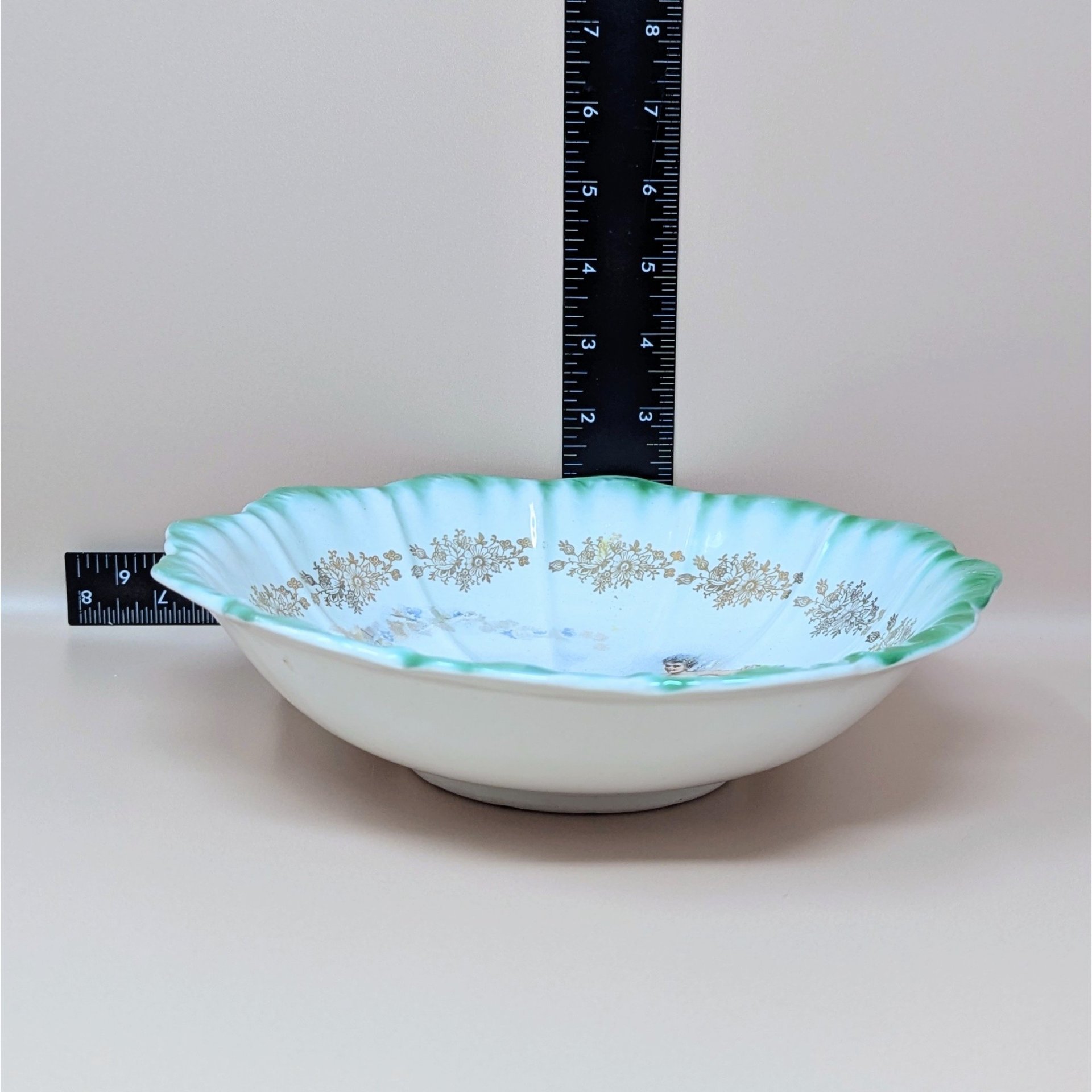 1900s Dresden China Scalloped Bowl 