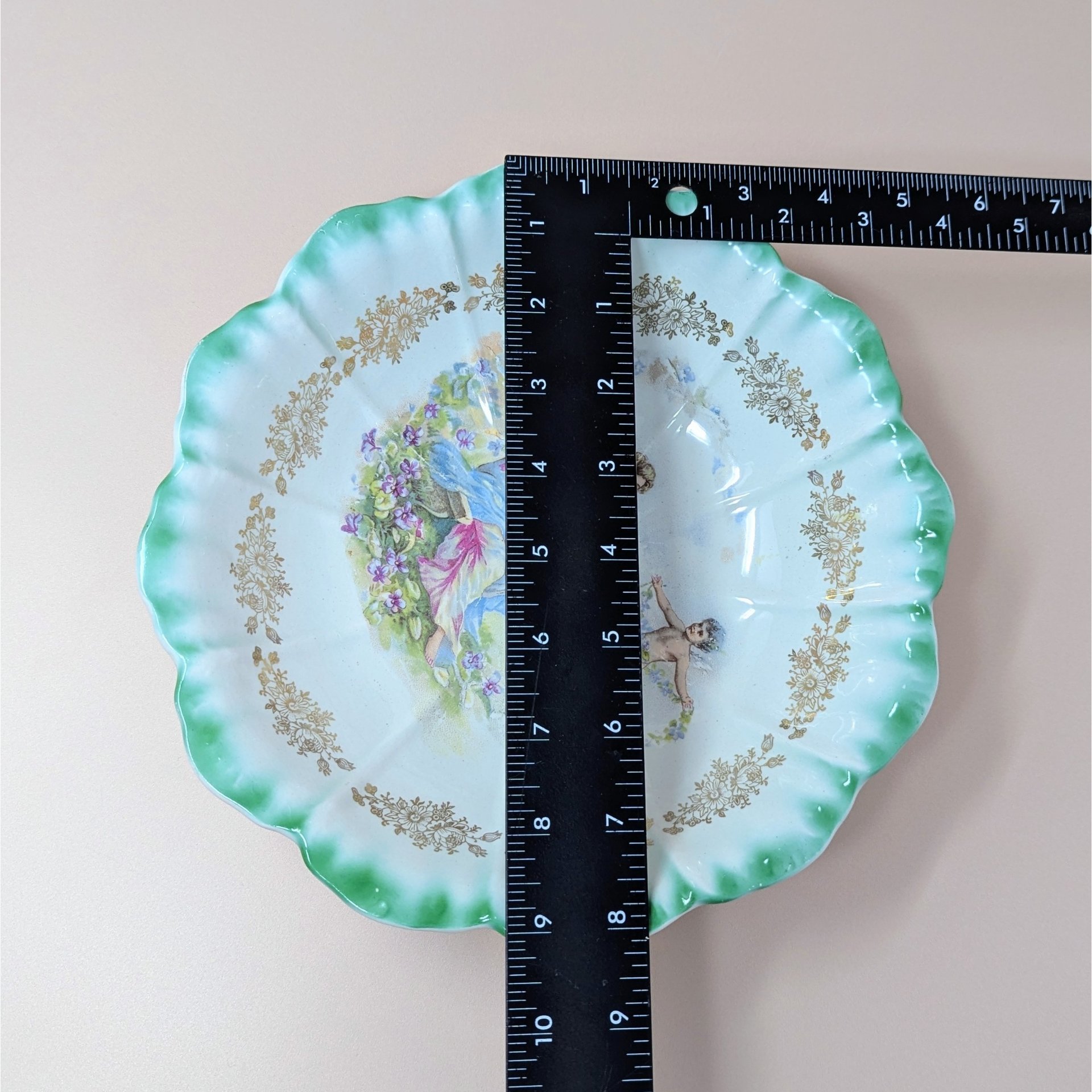 1900s Dresden China Scalloped Bowl 