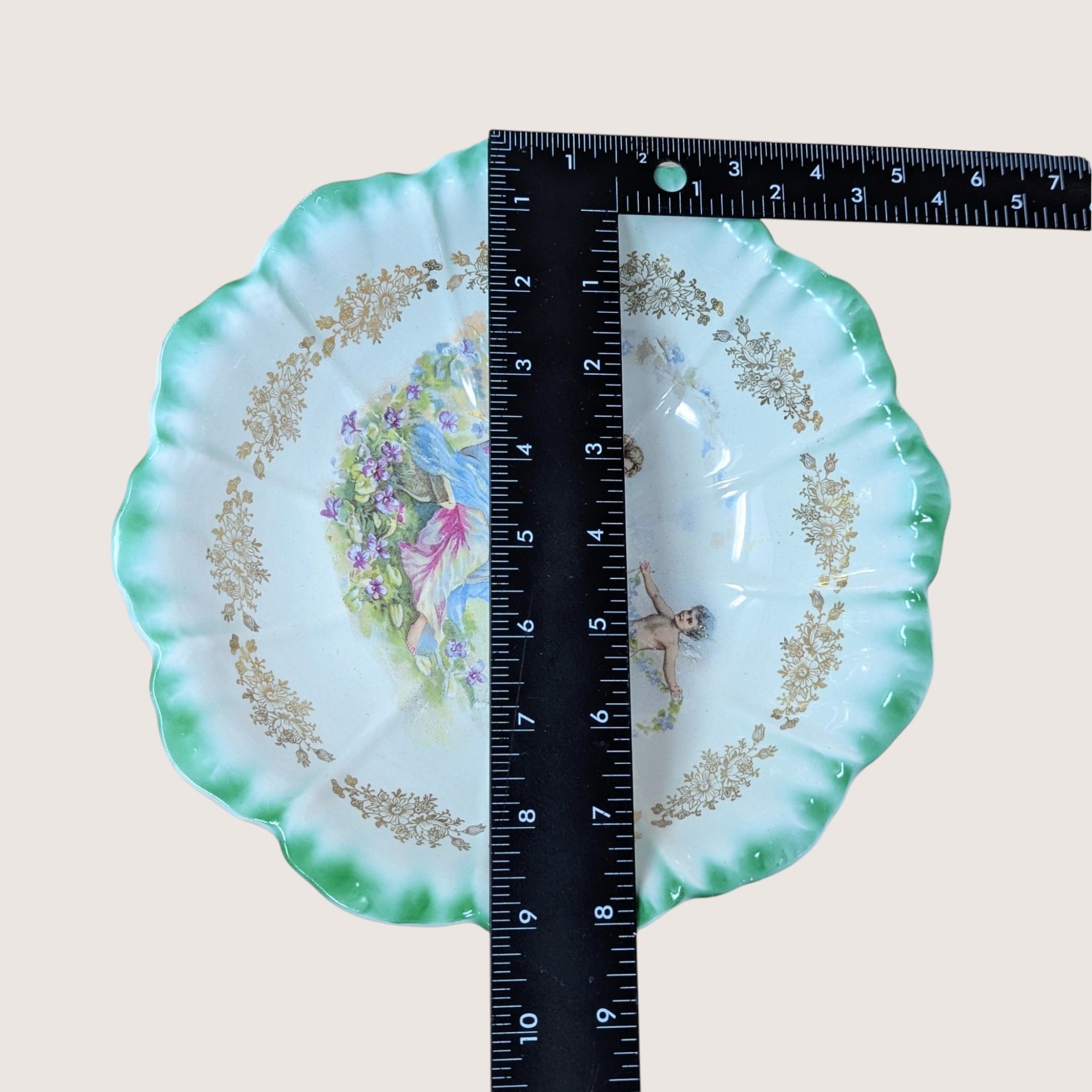 1900s Dresden China Scalloped Bowl 