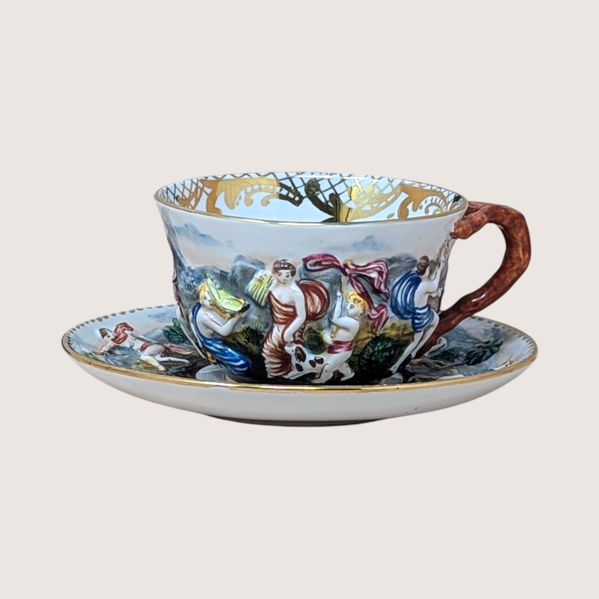 Mid-Century Capodimonte Artistic Cup & Saucer 