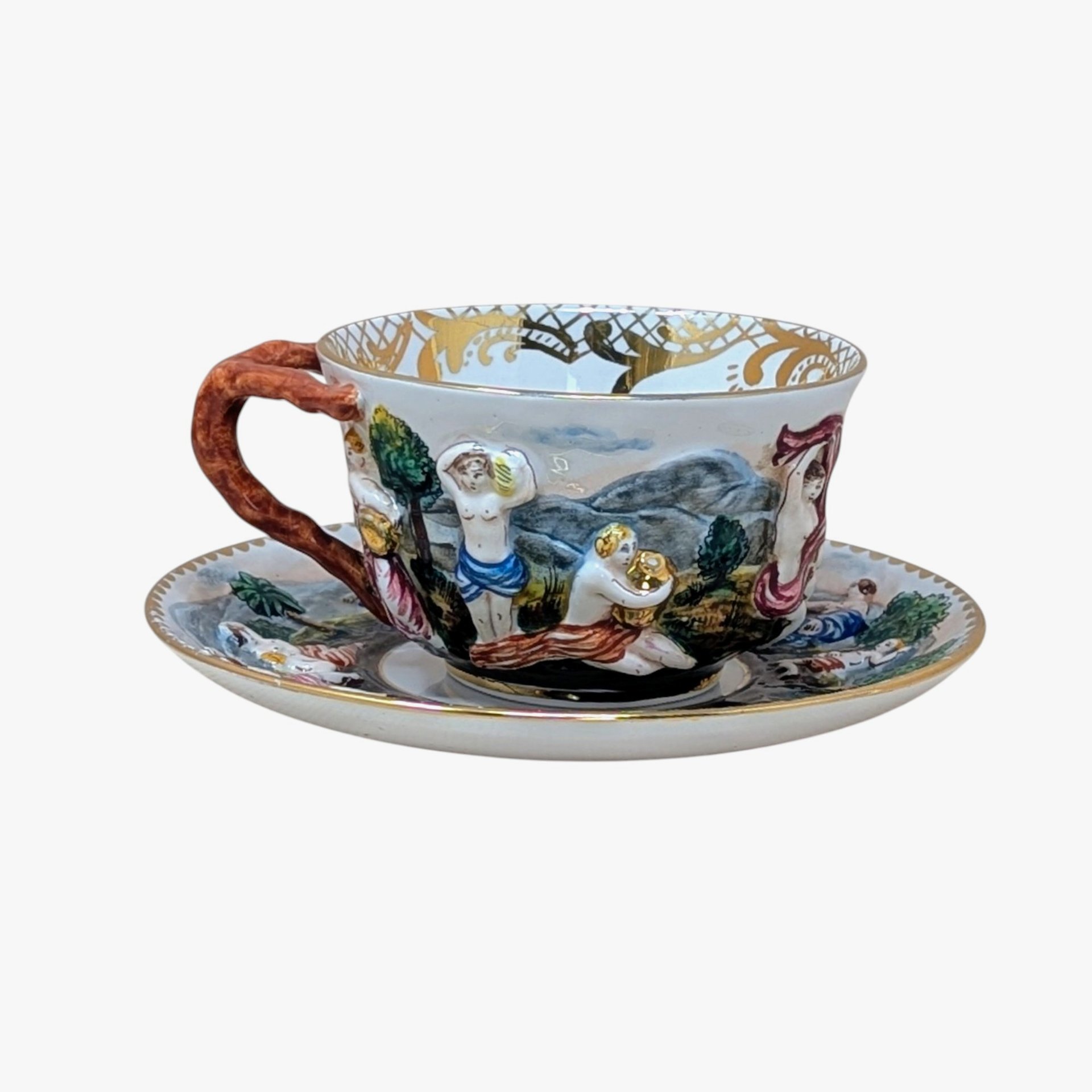 Mid-Century Capodimonte Artistic Cup & Saucer 