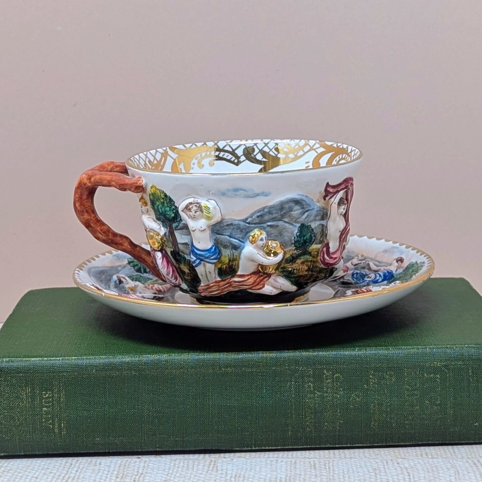 Mid-Century Capodimonte Artistic Cup & Saucer 