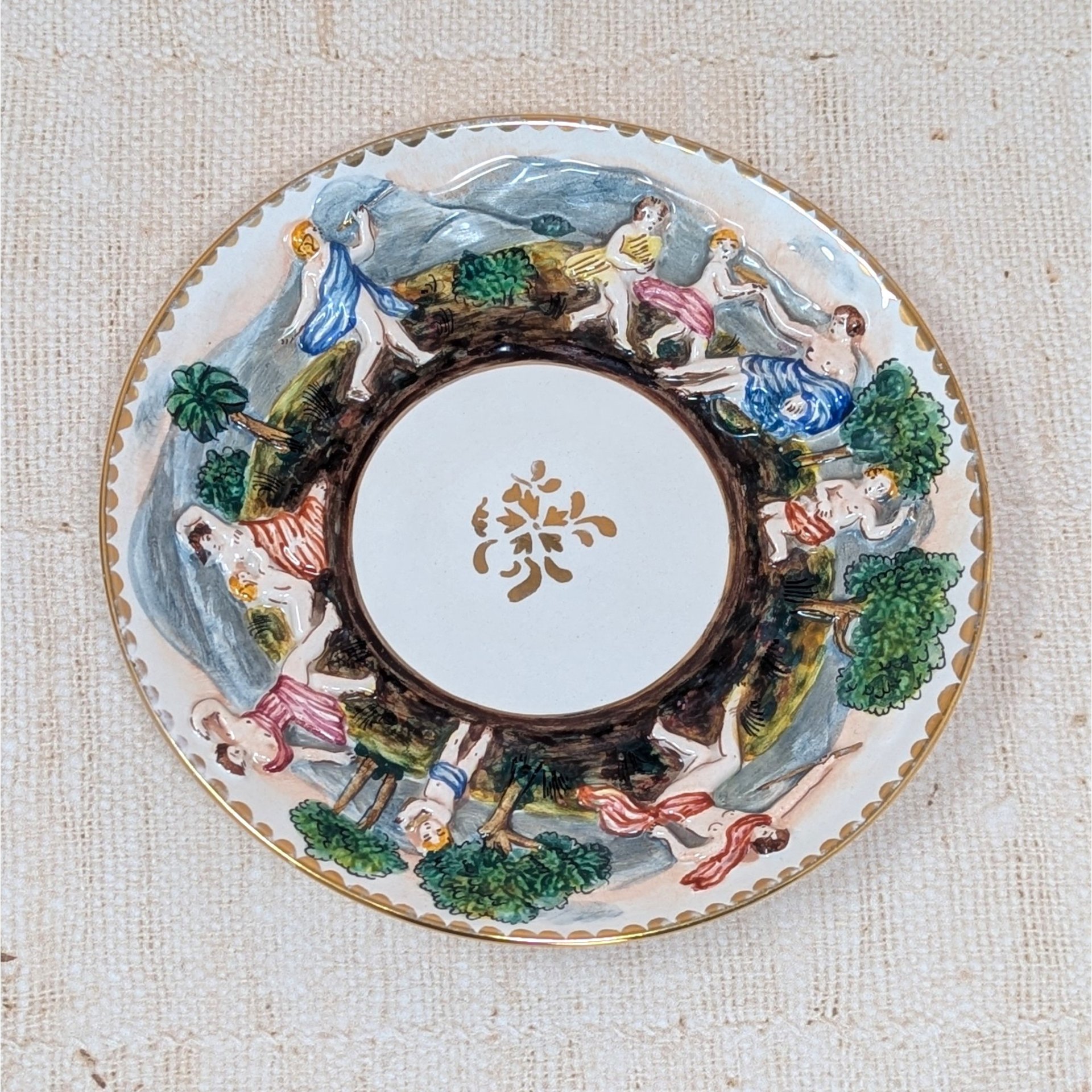 Mid-Century Capodimonte Artistic Cup & Saucer – Italian Relief Porcelain