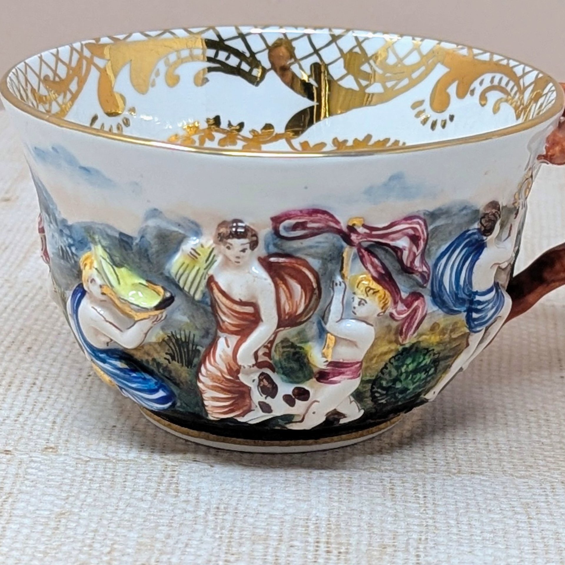 Mid-Century Capodimonte Artistic Cup & Saucer 