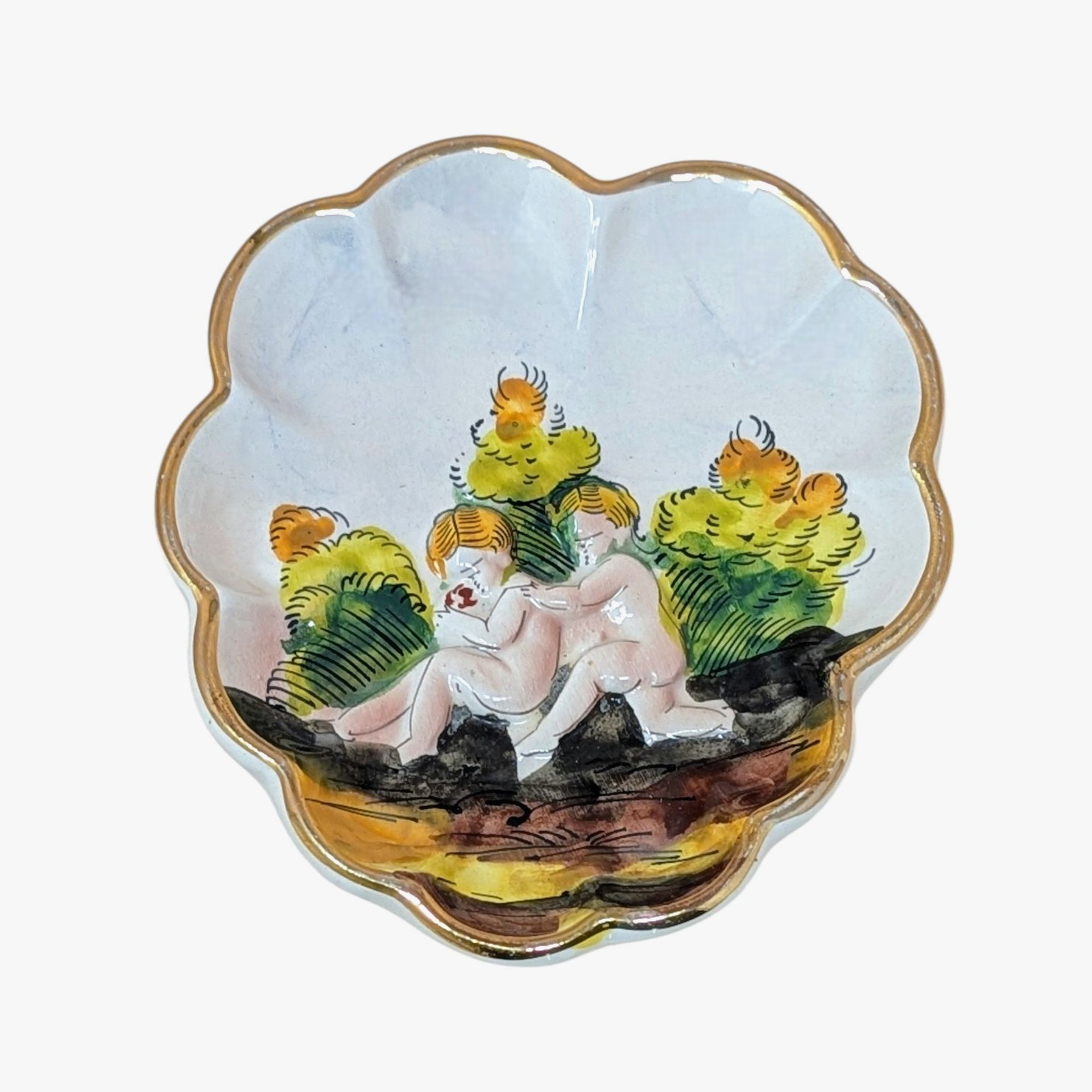 Mid-Century Capodimonte Relief Trinket Dish