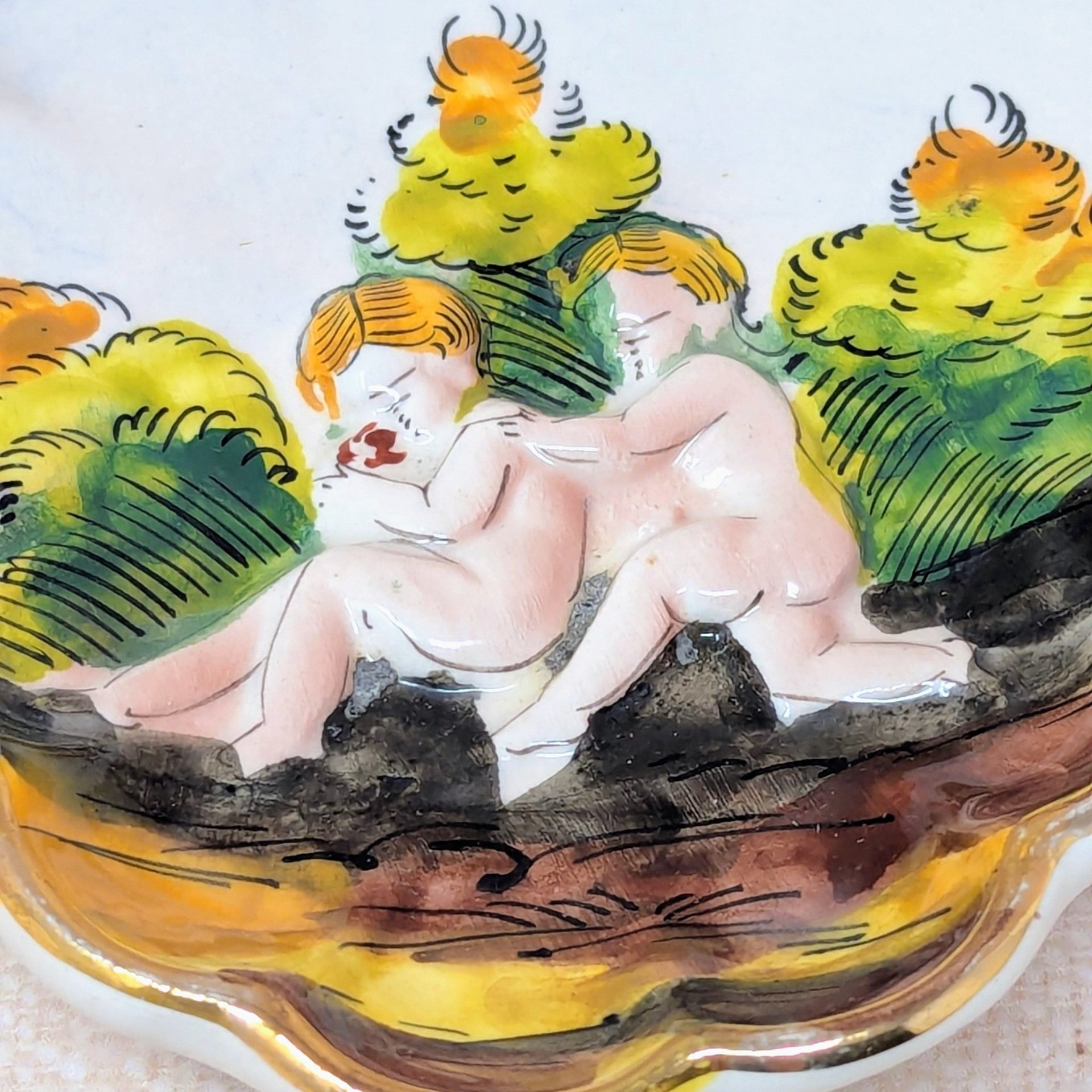 Mid-Century Capodimonte Relief Trinket Dish
