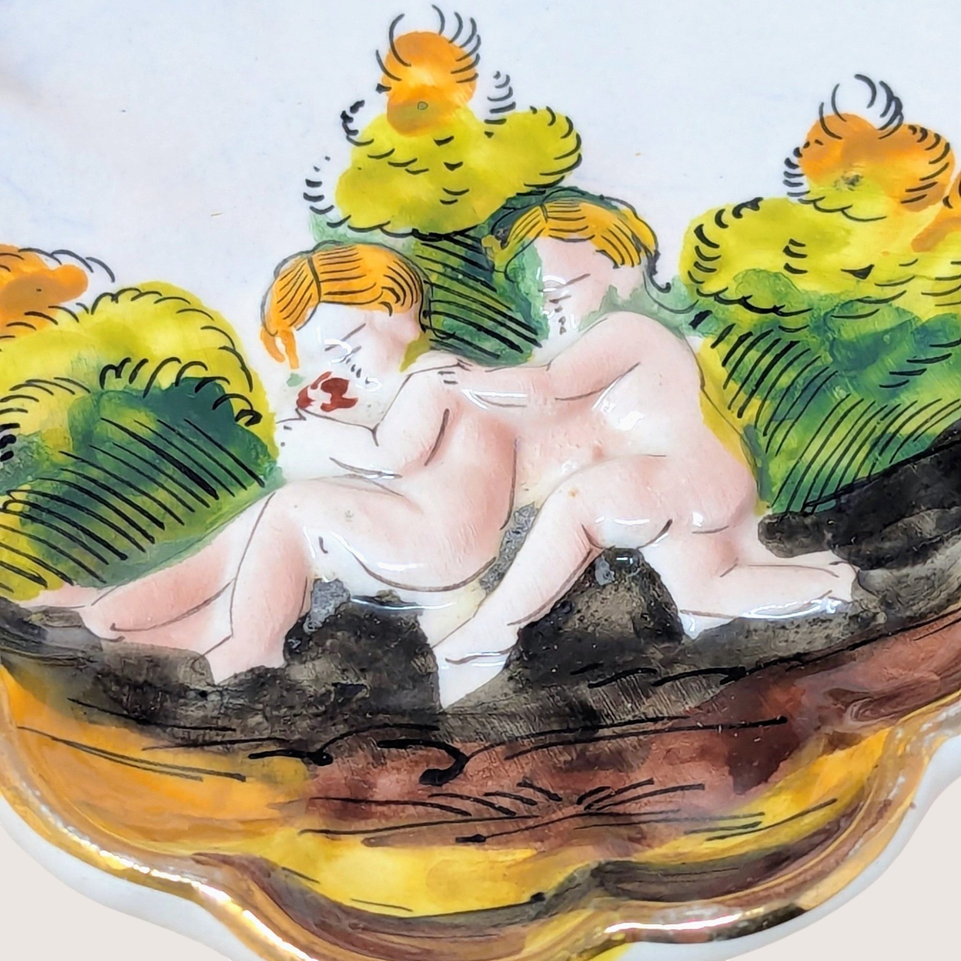 Mid-Century Capodimonte Relief Trinket Dish