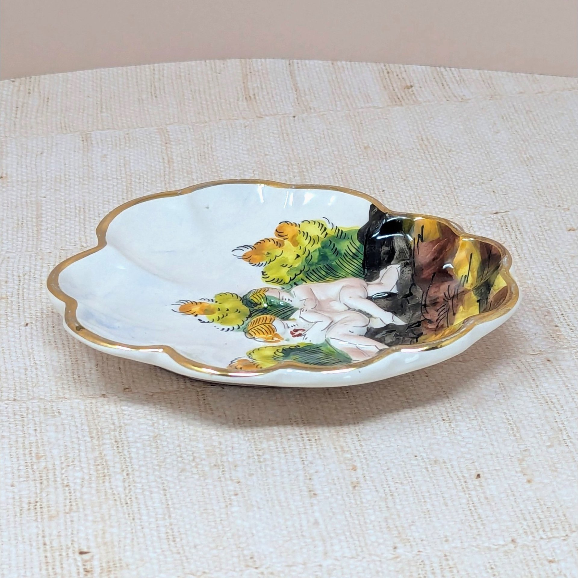 Mid-Century Capodimonte Relief Trinket Dish