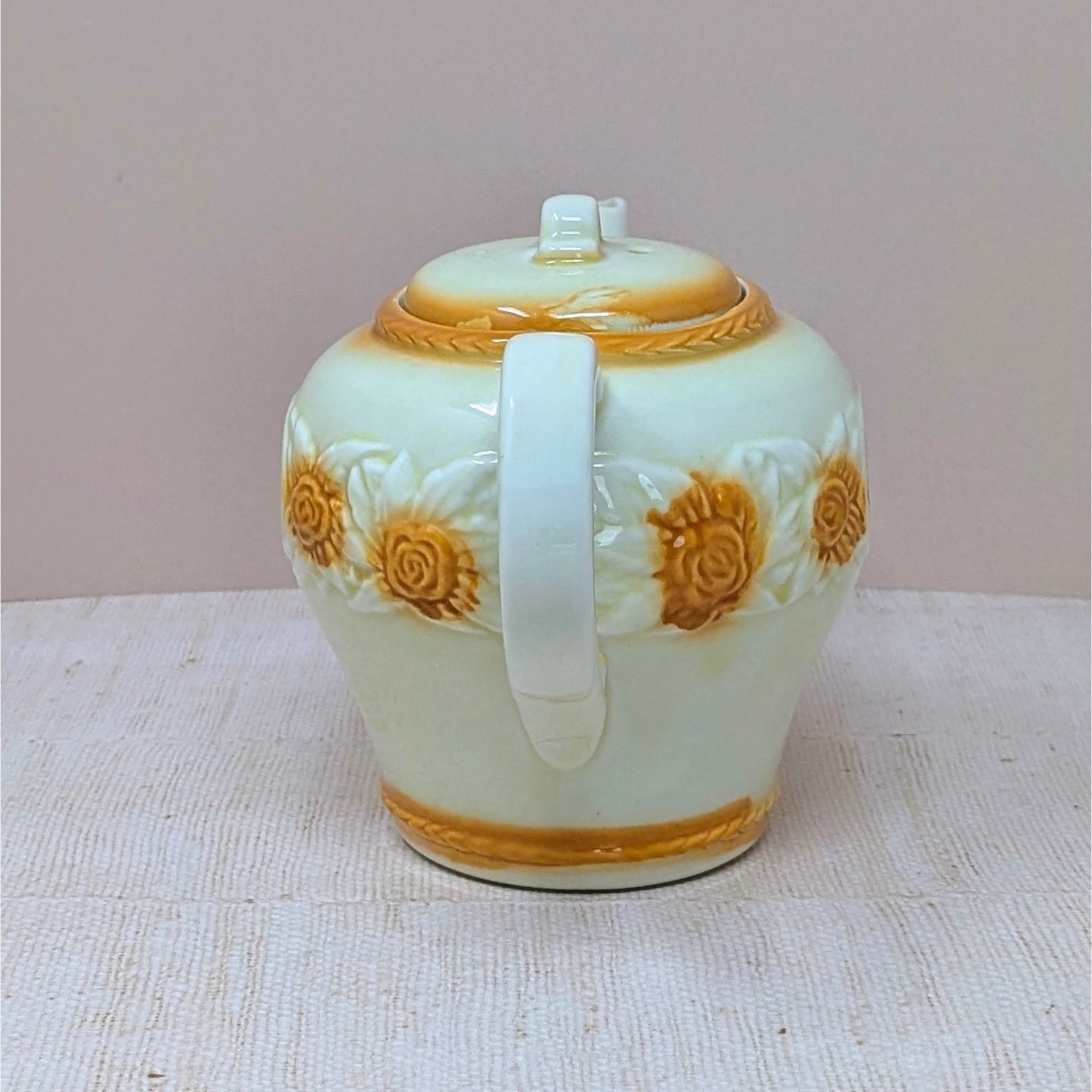 1930s  Brown Medallion Porcelier Vitreous China Teapot