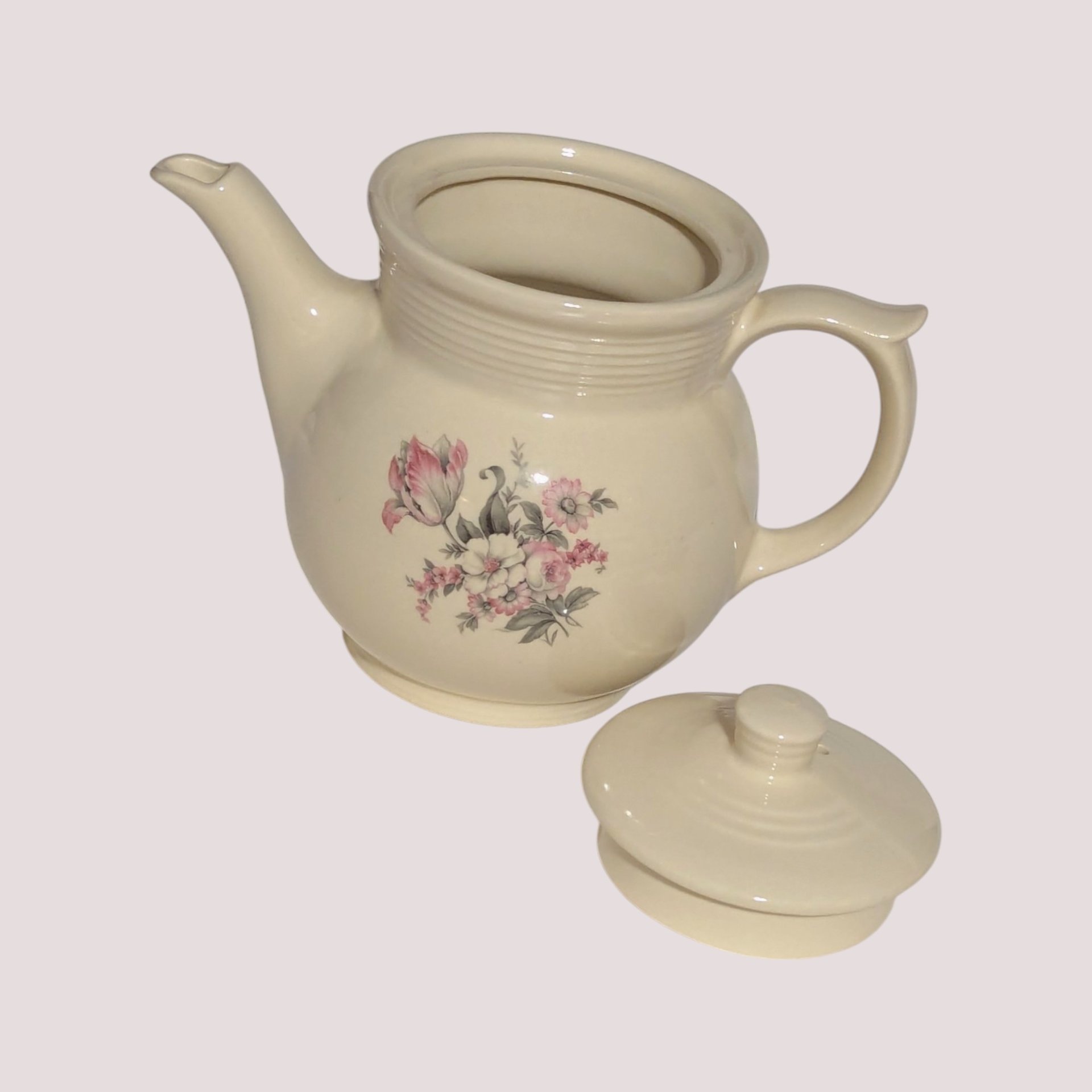 Mid Century Drip-O-Lator Ceramic Pink Floral Coffee Pot