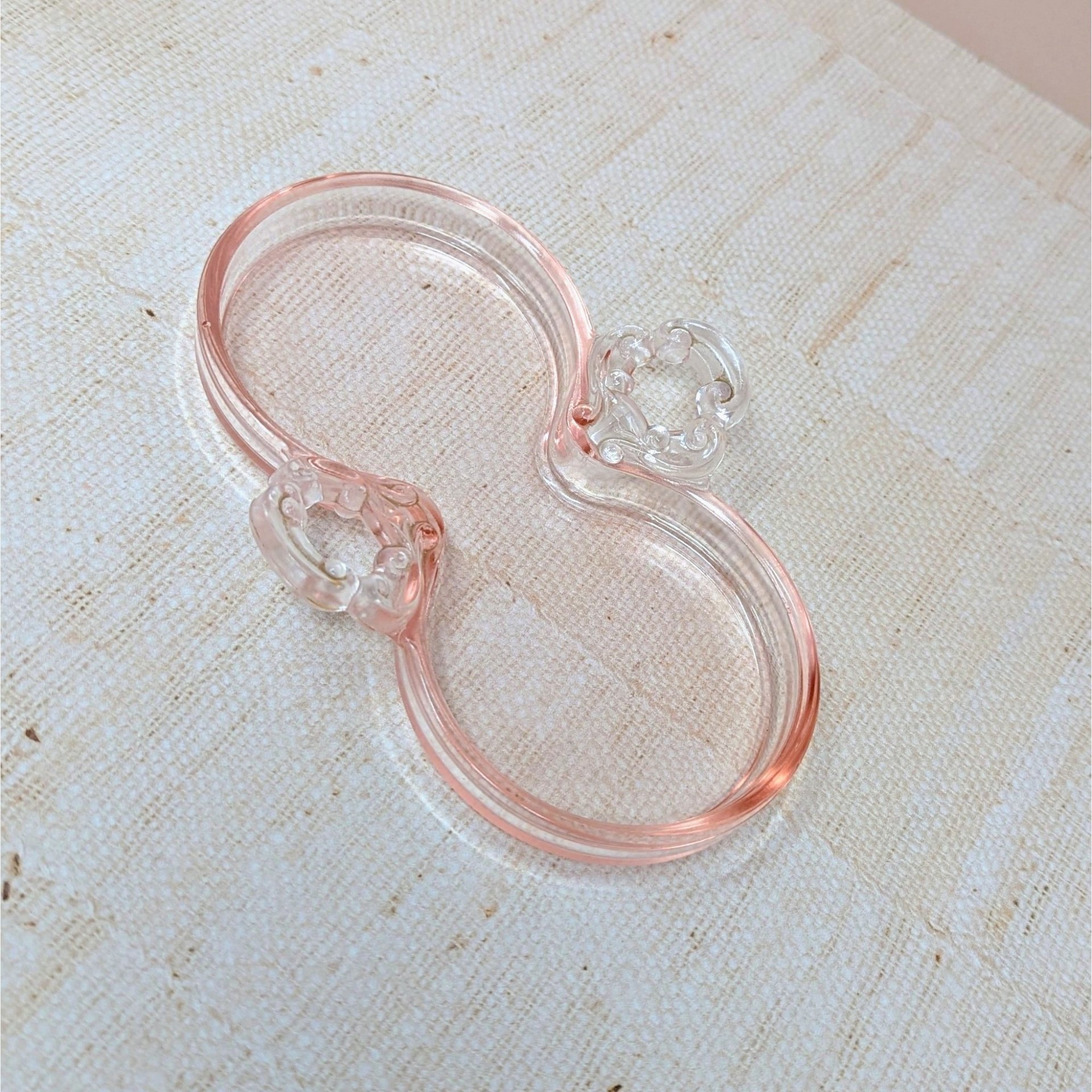1930s Cambridge Pink Glass Decagon Cream and Sugar Set 