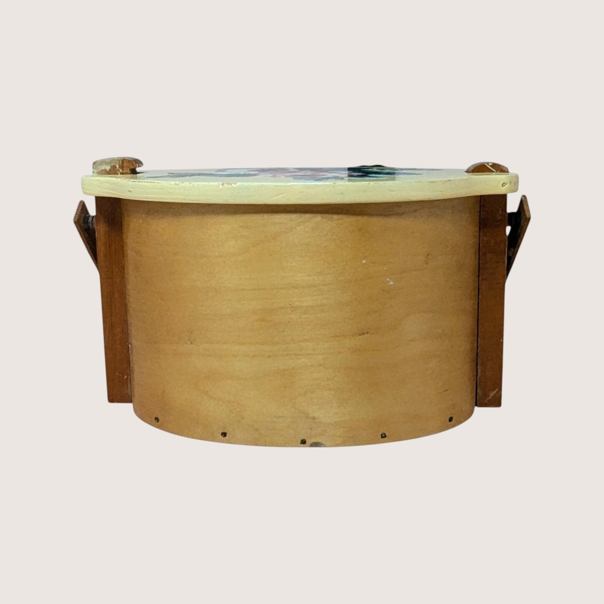 Mid Century Putney Basketville Wooden Floral Lidded Basket