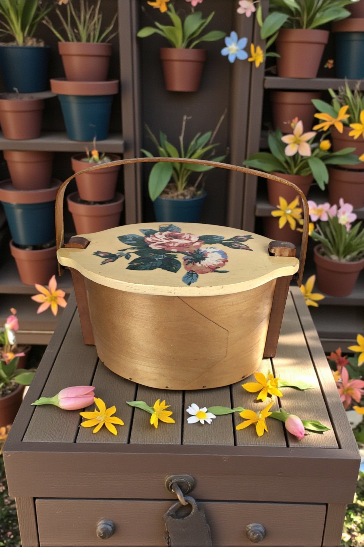 Vintage Basketville Putney Vermont Lidded Basket