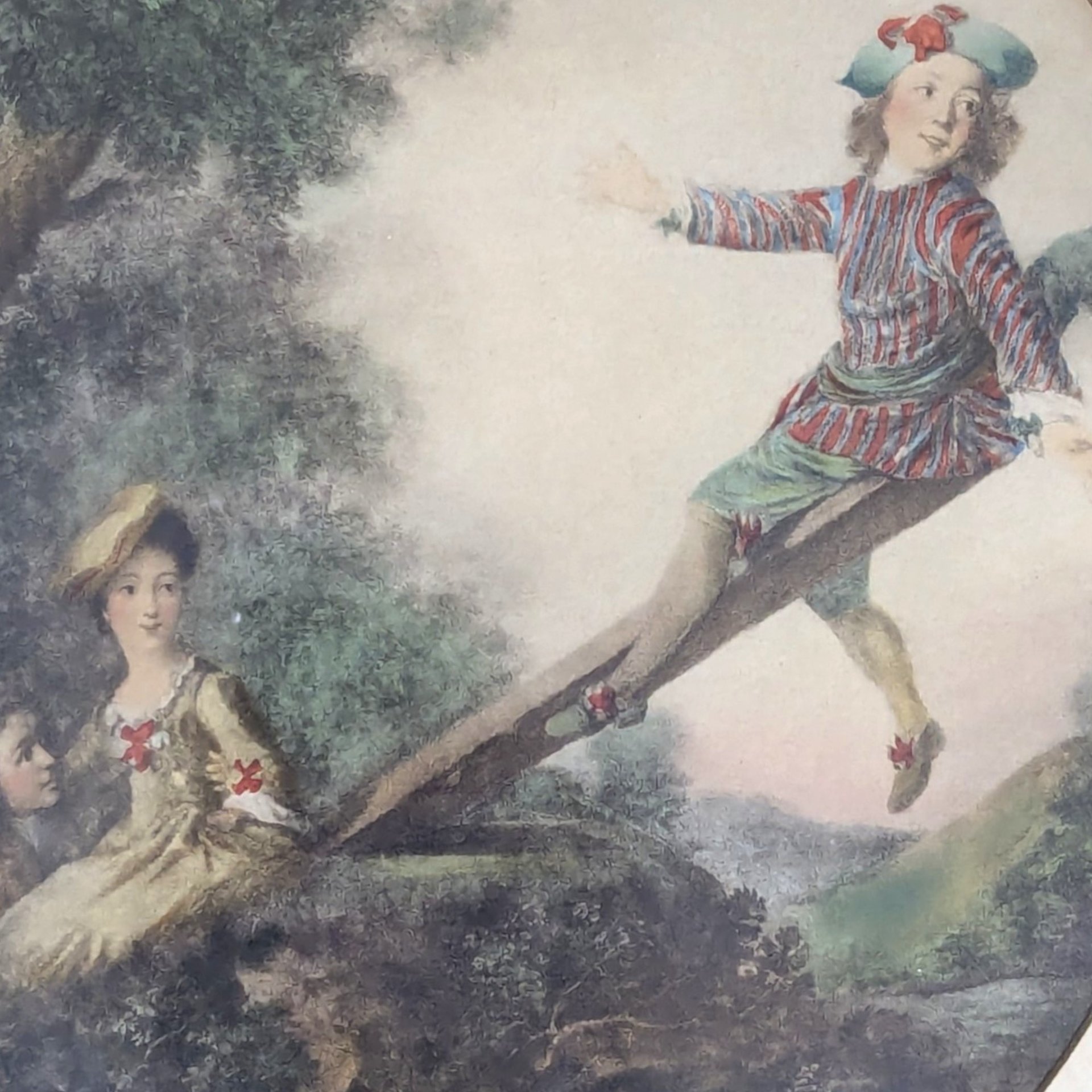 1940s Nicolas Lancret Framed Prints – Vintage Seesaw & Dropping Hankie Set 12x14