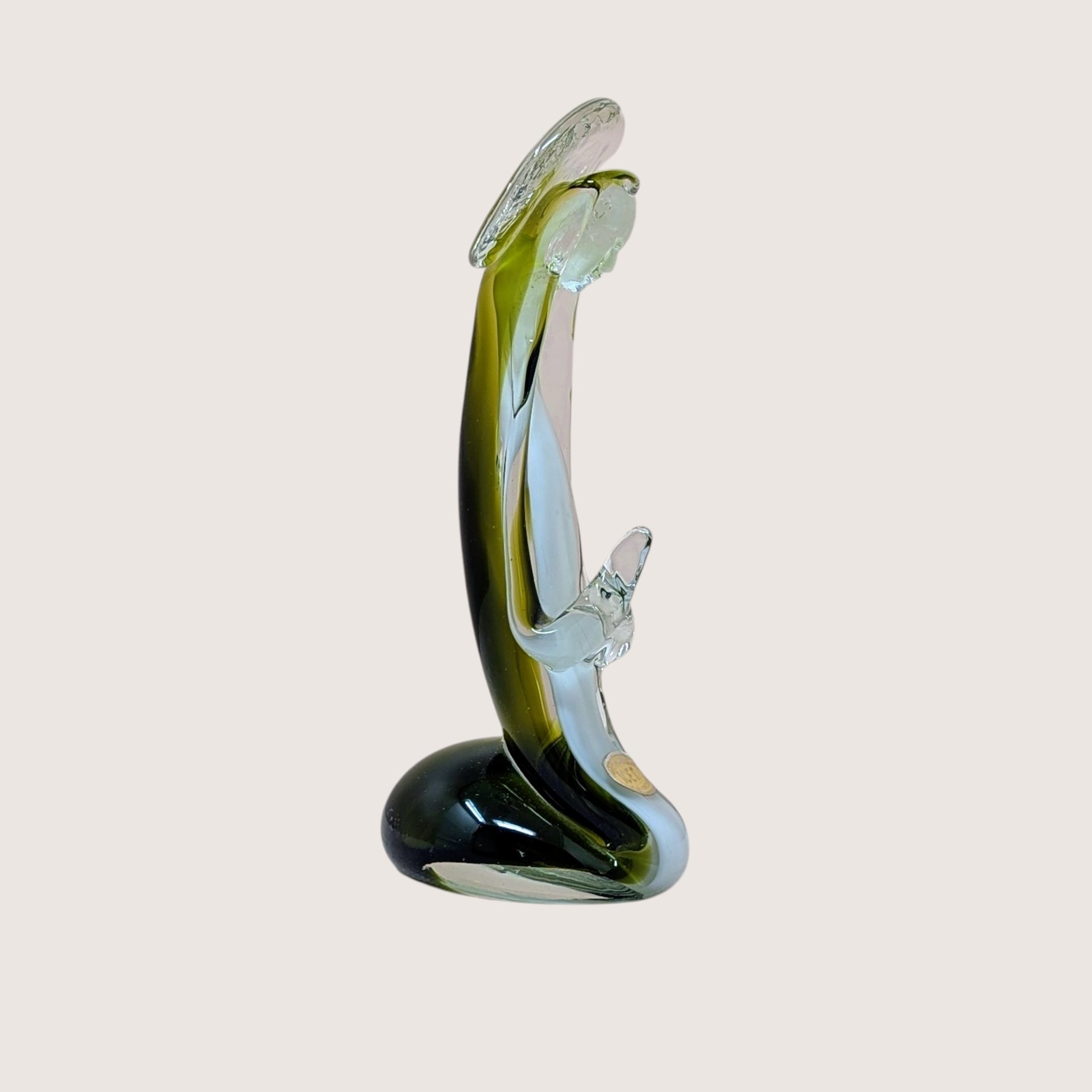 Mid-Century Icet Venezuela "Emerald Prayer" Art Glass Sculpture