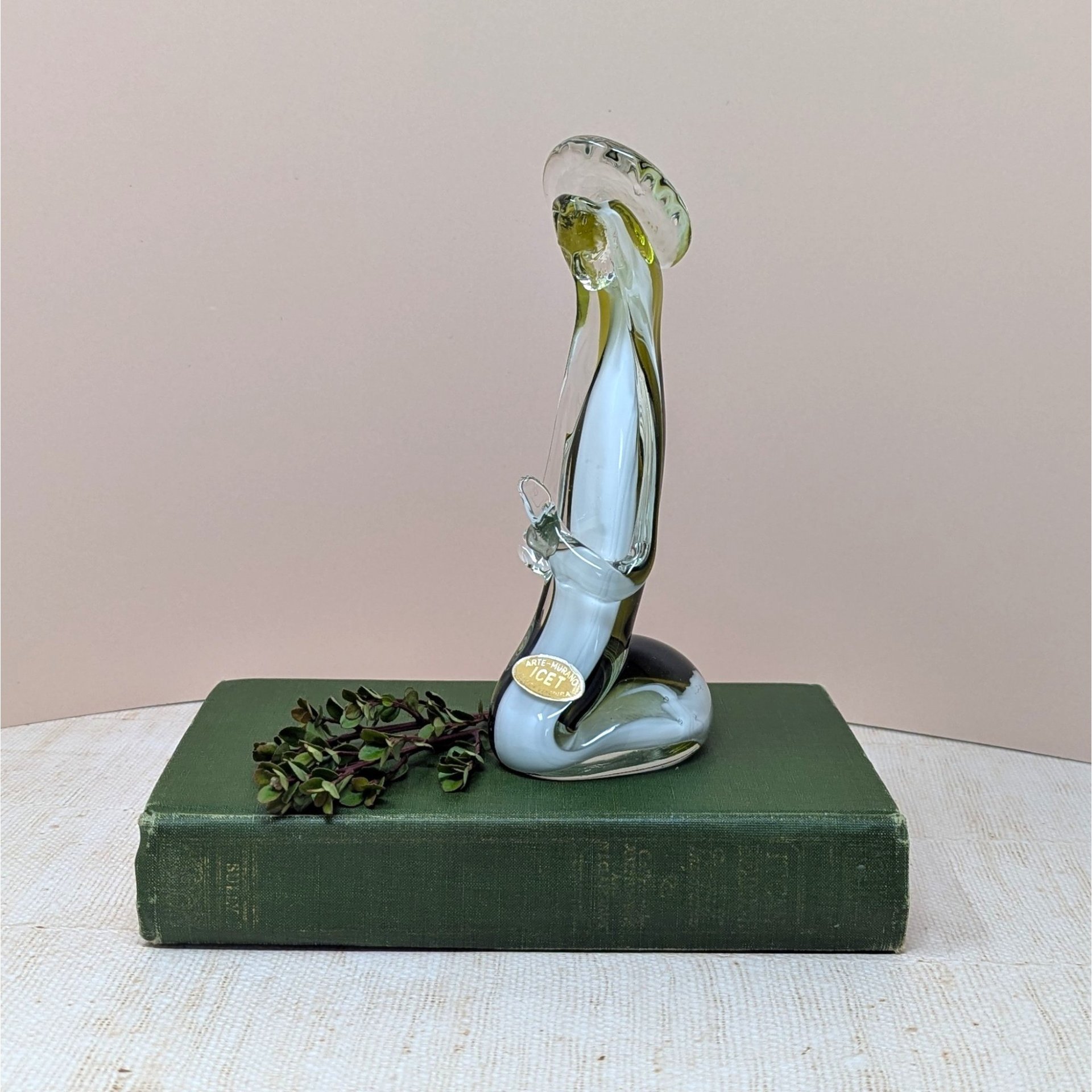 Mid-Century Icet Venezuela "Emerald Prayer" Art Glass Sculpture