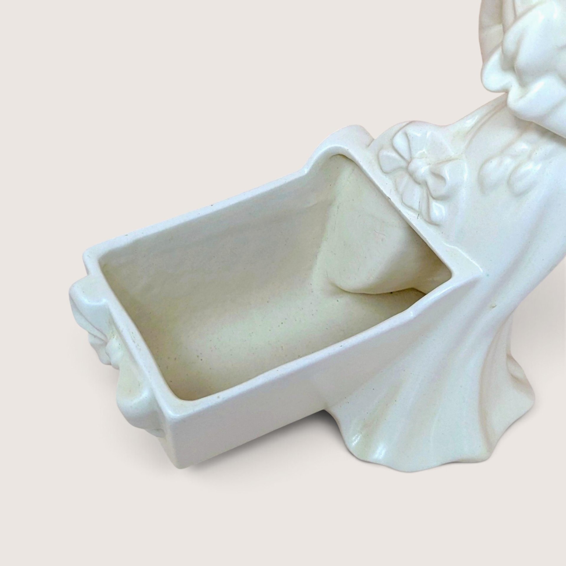 1950s Haeger Ceramic White Woman And Cradle Planter