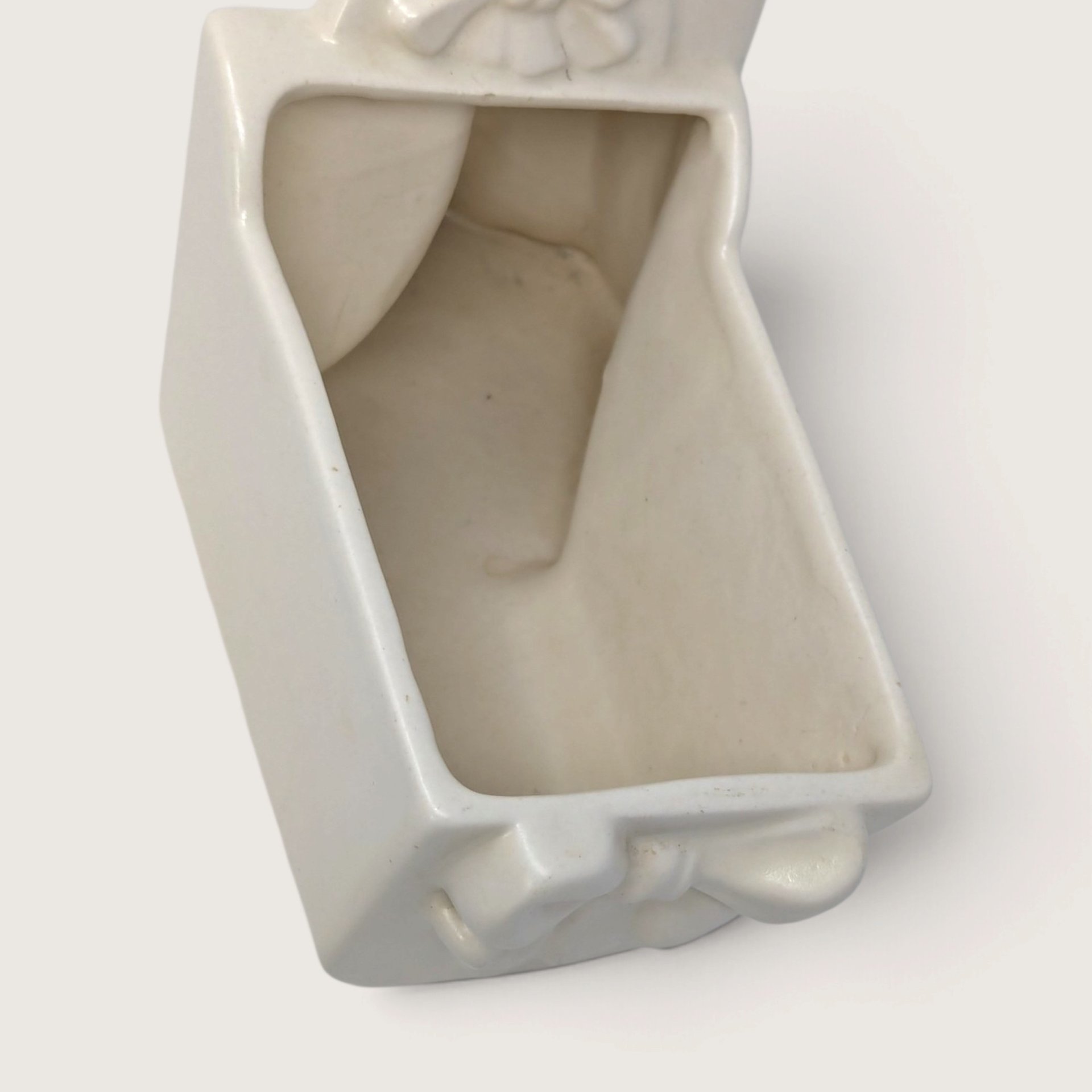 1950s Haeger White Ceramic Woman And Cradle Planter