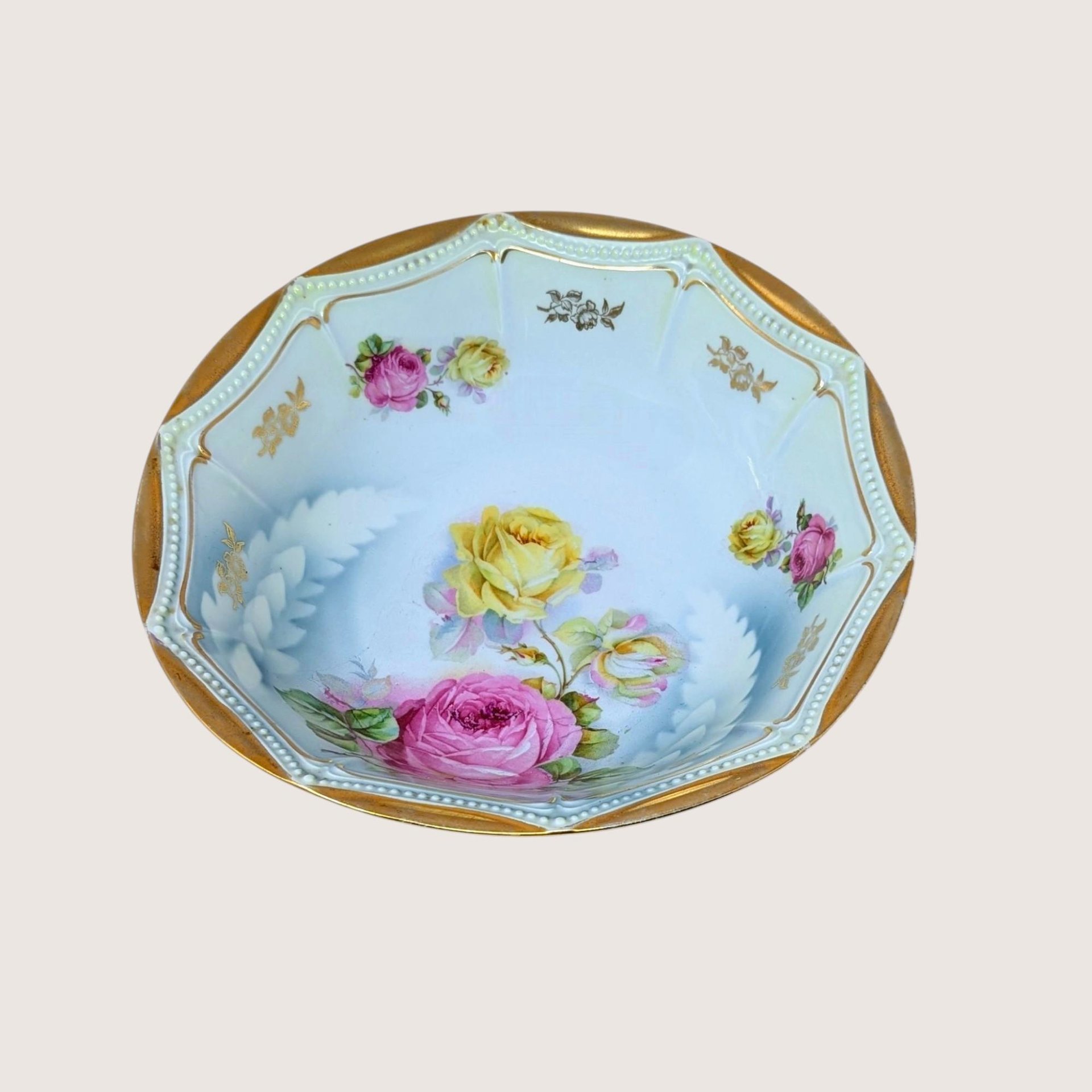 Antique P.K. Silesia Floral Porcelain Bowl