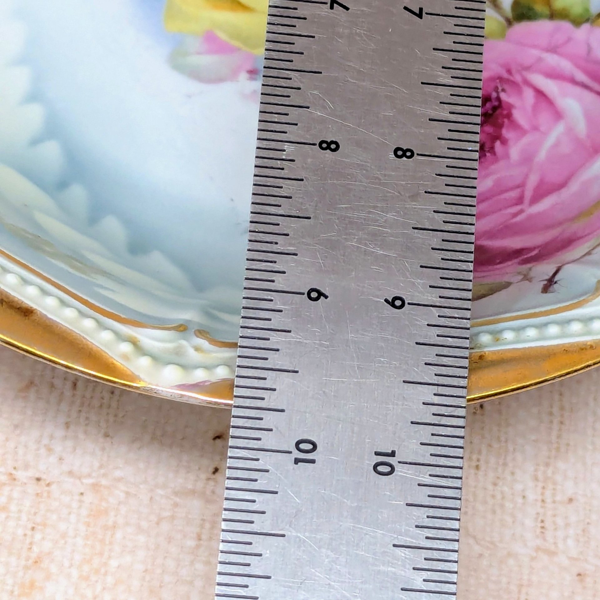 Antique P.K. Silesia Floral Porcelain Bowl – Edwardian Romantic Serene Centerpiece