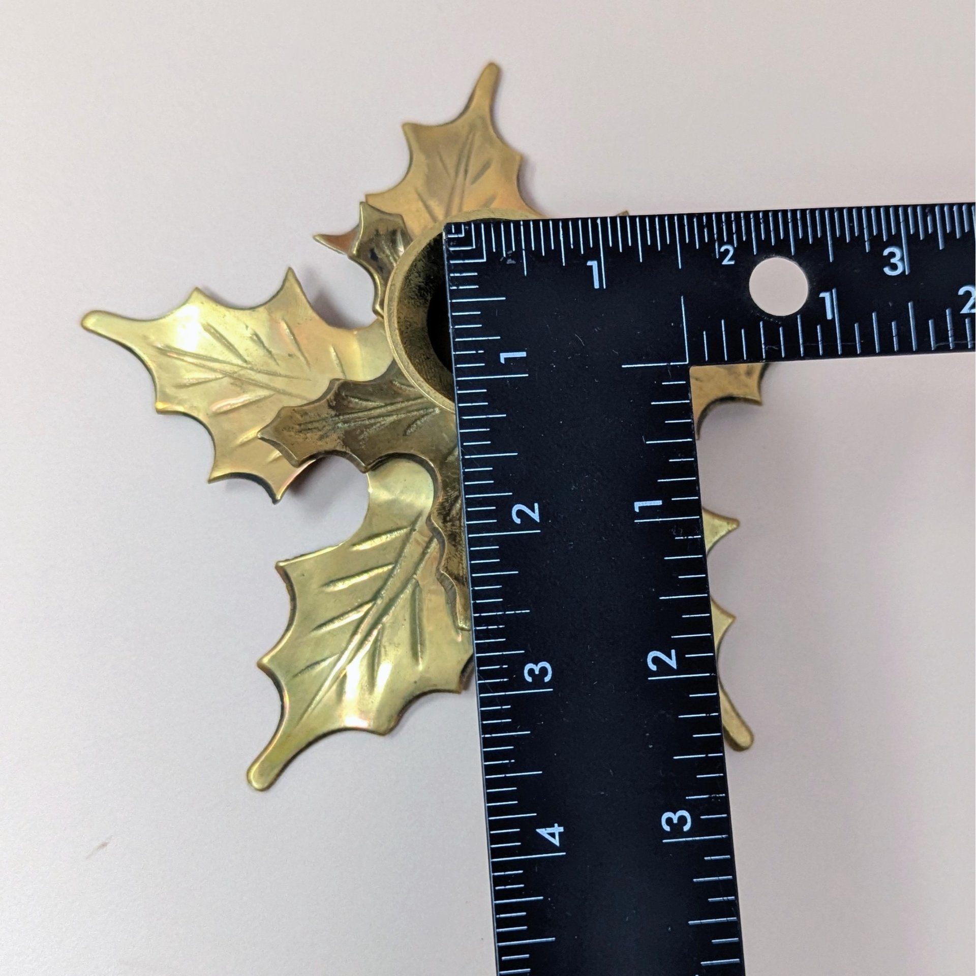 Vintage Solid Brass Maple Leaf Chambersticks