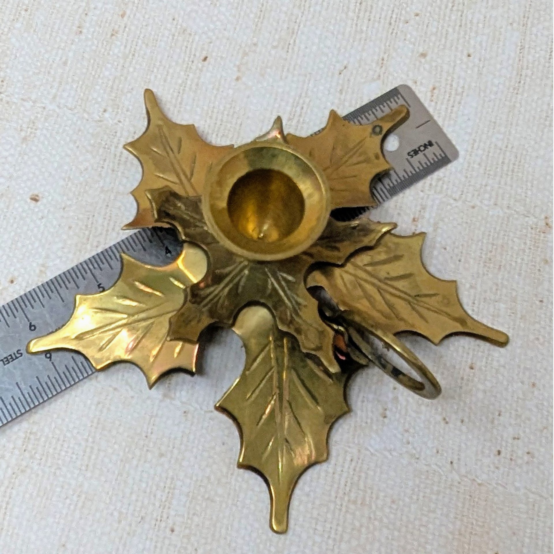 Vintage Solid Brass Maple Leaf Chambersticks